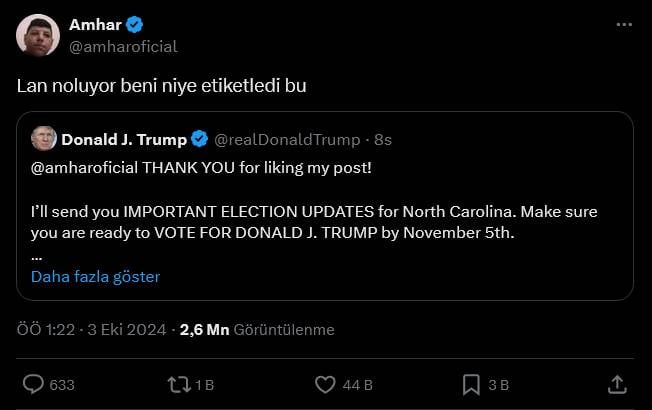 Adresi şaşıran Donald Trump sosyal medyada Türk hesaptan oy istedi! Türkler akın etti 3